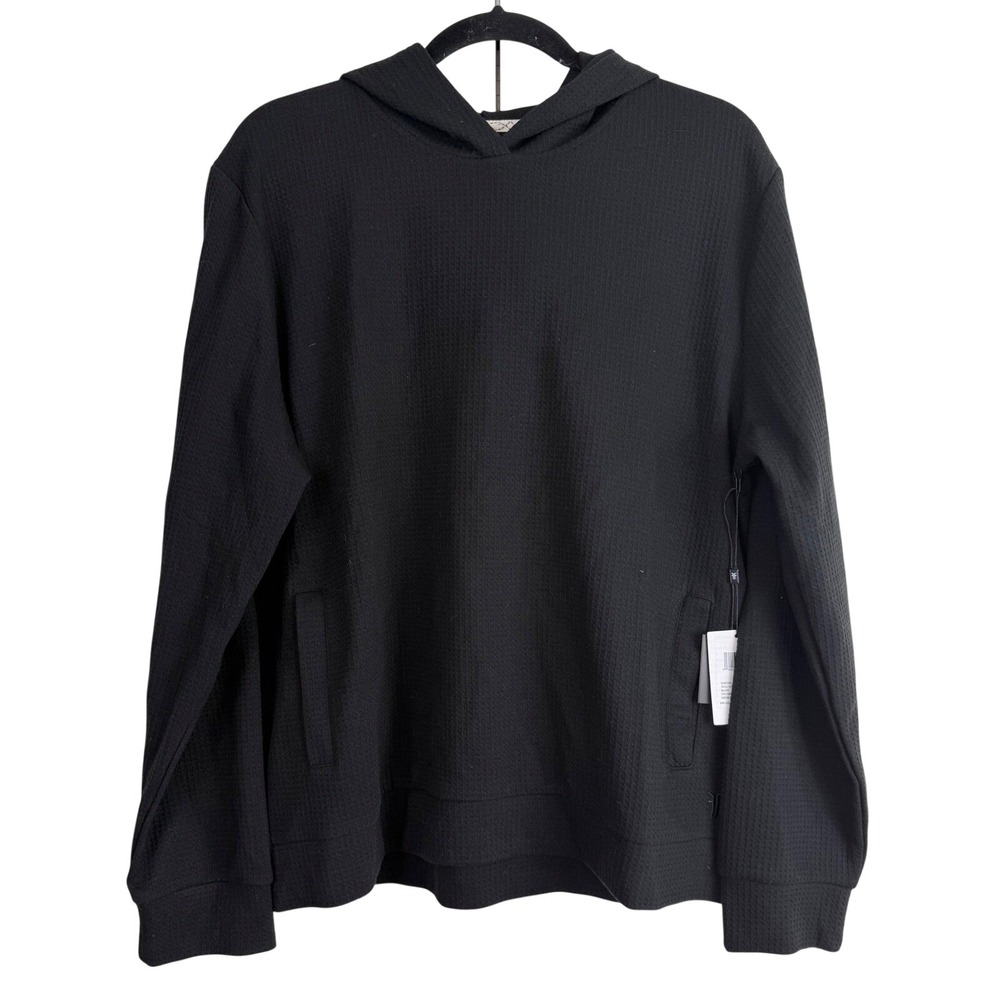 Frye Mens‎ Black Waffle Knit Donegal Hoodie Pullover Sweater Large NWT